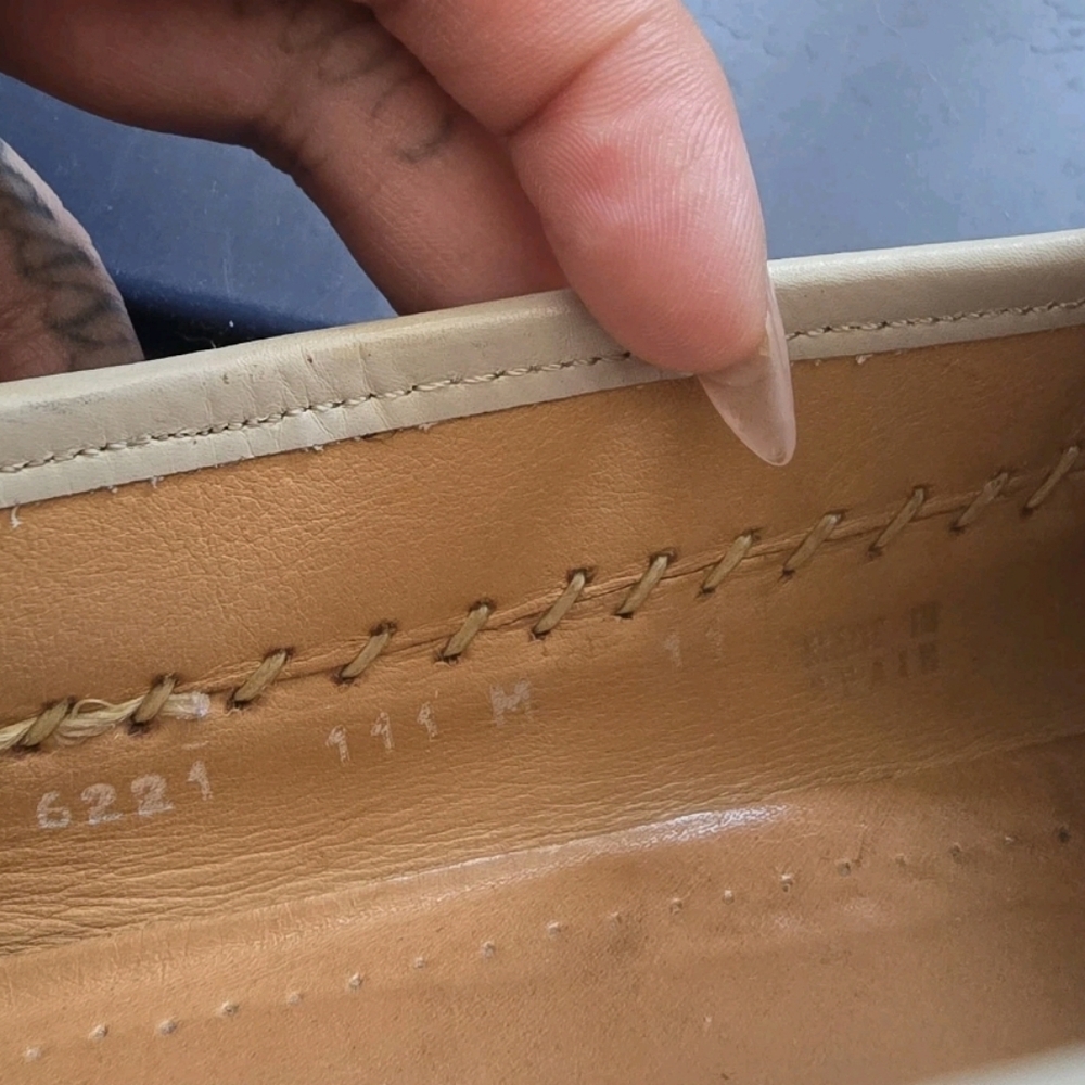 Vtg Mezlan Men Shoes US 11 M Loafers Slip On Beige Calf Skin Leather Made Spain - Picture 14 of 14